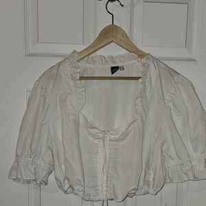 Trachten Dirnl White Ruffled Women's Top